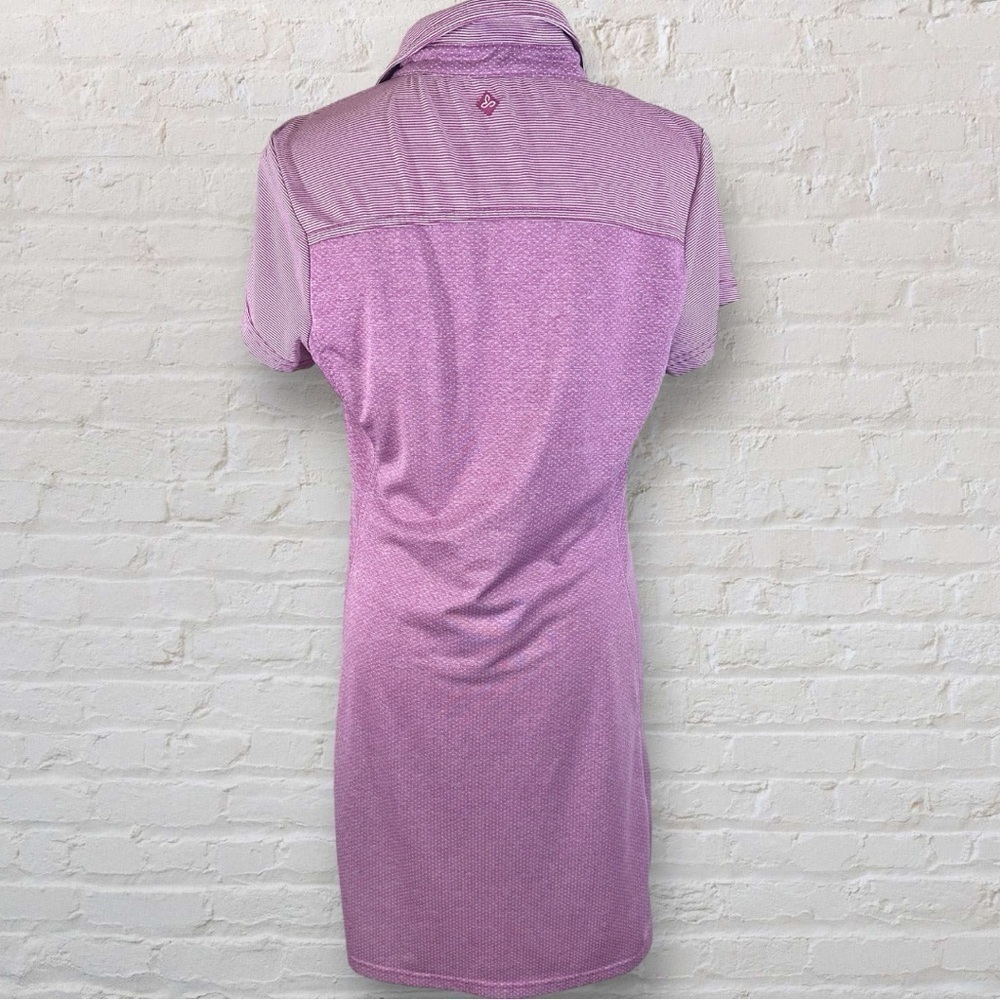 PrAna- Pink 1/4 Button Down Collared Short Sleeve Sporty Dress- Size M - Picture 4 of 7